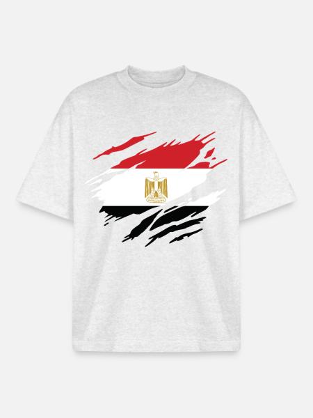 Ägyptische Flagge - Boxy Heavyweight Unisex Organic T-Shirt von Stanley/Stella - Kühles Grau meliert