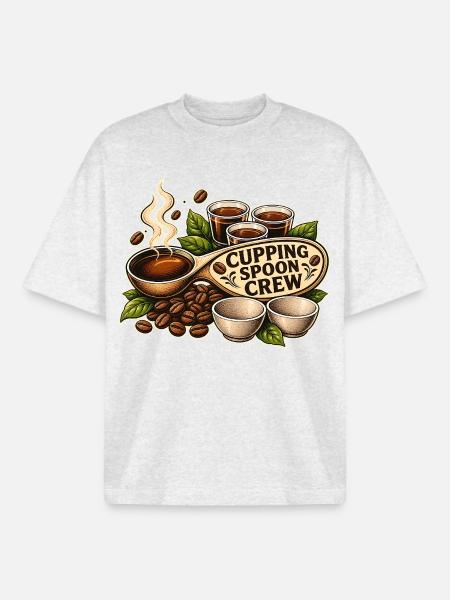 CUPPING SPOON CREW - Boxy Heavyweight Unisex Organic T-Shirt by Stanley/Stella - cool heather grey