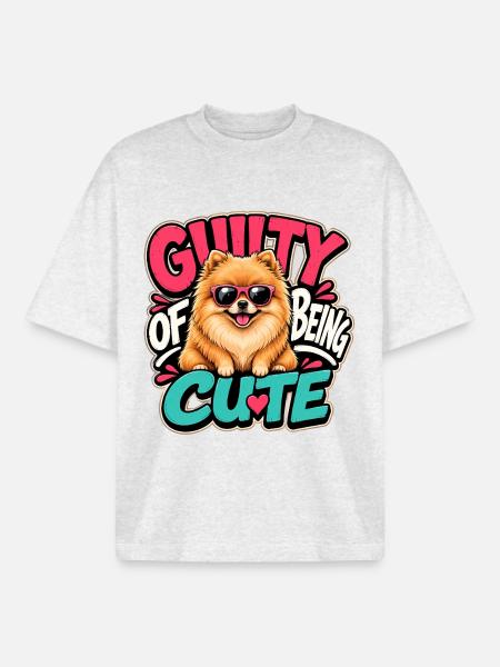 Pomeranian - Boxy Heavyweight Unisex Organic T-Shirt by Stanley/Stella - cool heather grey