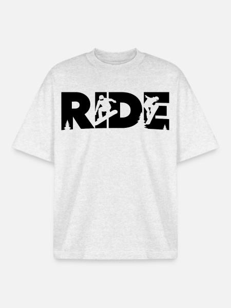 Ride Snowboarding Snowboard Snowboarder - Boxy Heavyweight Unisex Organic T-Shirt by Stanley/Stella - cool heather grey