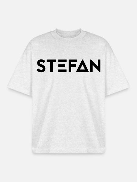 First name Stefan - Boxy Heavyweight Unisex Organic T-Shirt by Stanley/Stella - cool heather grey