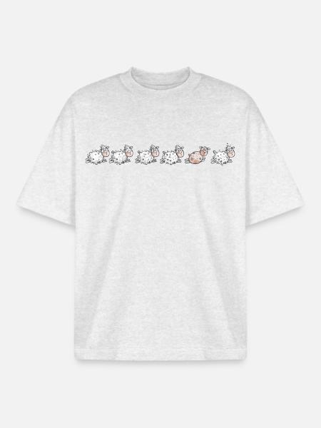 Sheep Flock and sheared sheep - Boxy Heavyweight Unisex Organic T-Shirt by Stanley/Stella - cool heather grey