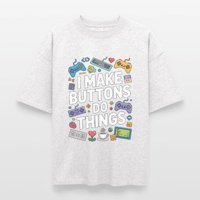 Game Developer I Make Buttons Software Developer Boxy Heavyweight Unisex Organic T-Shirt von Stanley/Stella