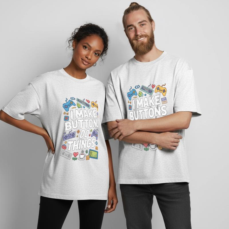 Game Developer I Make Buttons Software Developer Boxy Heavyweight Unisex Organic T-Shirt von Stanley/Stella