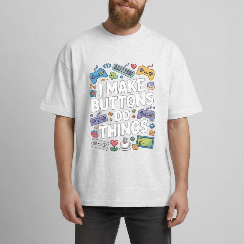 Game Developer I Make Buttons Software Developer Boxy Heavyweight Unisex Organic T-Shirt von Stanley/Stella