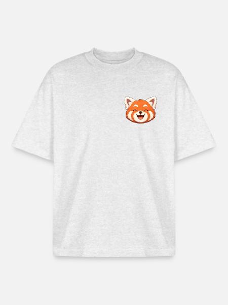 Sloth, the red panda all smiles - Boxy Heavyweight Unisex Organic T-Shirt by Stanley/Stella - cool heather grey
