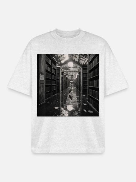 Biblioteca Heron Mistero Crimine Animale Vintage - T-shirt unisex boxy pesante biologica di Stanley/Stella - grigio erica fresco