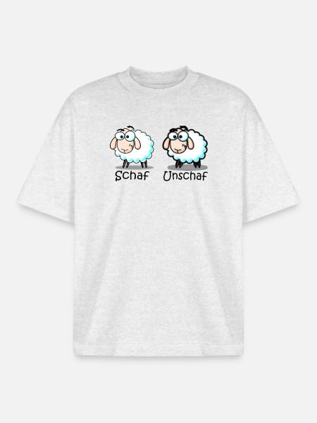 sheep - Boxy Heavyweight Unisex Organic T-Shirt by Stanley/Stella - cool heather grey