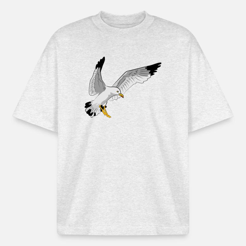 Stilvolle Seevogel Silhouette einer Möwe - Boxy Heavyweight Unisex Organic T-Shirt von Stanley/Stella - Kühles Grau meliert