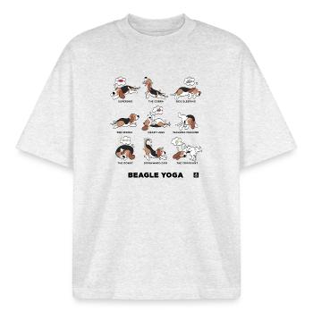 BEAGLE YOGA - Camiseta unisex boxy orgánica de Stanley/Stella - gris brezo frío - delante - AI Model Male 185 light (185cm) & AI Model Female 172 dark (172cm)