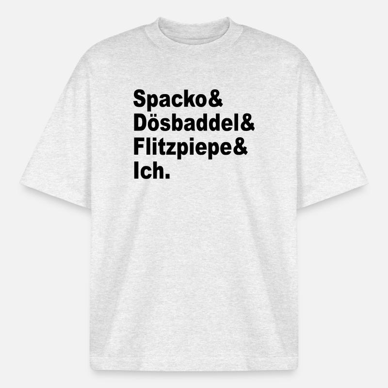 Spacko, Dösbaddel, Flitzpiepe, Ich. - Boxy Heavyweight Unisex Organic T-Shirt von Stanley/Stella - Kühles Grau meliert