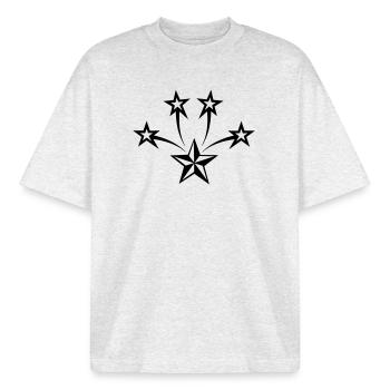Stern mit vier strahlenden Sternen darüber - Boxy Heavyweight Unisex Organic T-Shirt von Stanley/Stella - Kühles Grau meliert - Vorne - AI Model Male 185 light (185cm) & AI Model Female 172 dark (172cm)