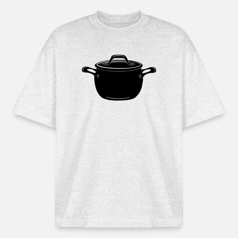 Suppe oder Pfanne - Boxy Heavyweight Unisex Organic T-Shirt von Stanley/Stella - Kühles Grau meliert