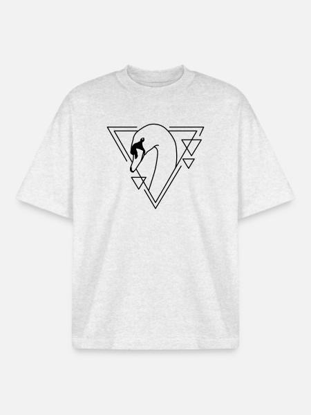 Swan in geometric design - Boxy Heavyweight Unisex Organic T-Shirt by Stanley/Stella - cool heather grey