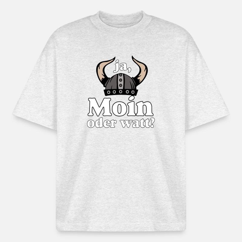 Ja Moin oder Watt? Nordisch Humor - Boxy Heavyweight Unisex Organic T-Shirt von Stanley/Stella - Kühles Grau meliert