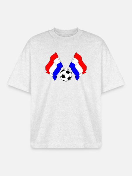 Two Dutch flags with a soccer ball - Boxy Heavyweight Unisex Organic T-Shirt by Stanley/Stella - cool heather grey