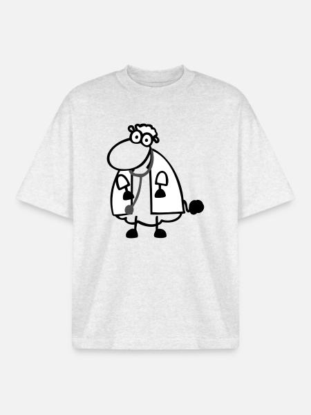 Doctor's Sheep - Boxy Heavyweight Unisex Organic T-Shirt by Stanley/Stella - cool heather grey