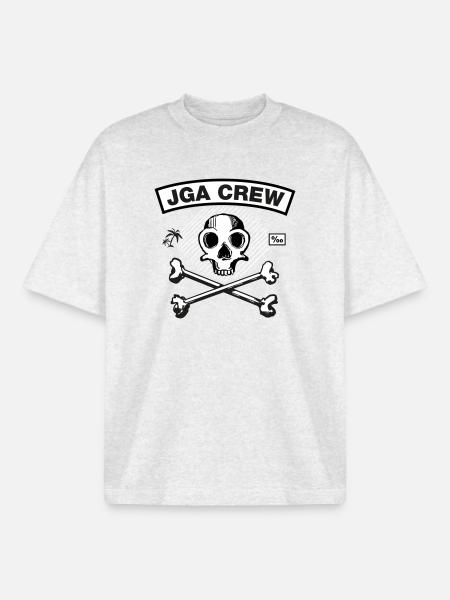 JGA Crew - Skull and Bones - Boxy Heavyweight Unisex Organic T-Shirt von Stanley/Stella - Kühles Grau meliert