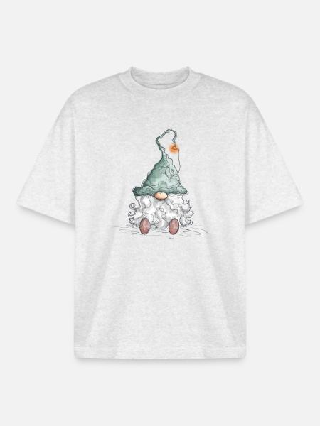Gnome Dwarf Christmas Gnome Holidays - Boxy Heavyweight Unisex Organic T-Shirt by Stanley/Stella - cool heather grey