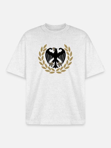 German Weight Lifting Adler - Boxy Heavyweight Unisex Organic T-Shirt by Stanley/Stella - cool heather grey