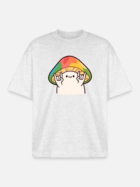Motley mushroom makes rock mark - Boxy Heavyweight Unisex Organic T-Shirt by Stanley/Stella - cool heather grey