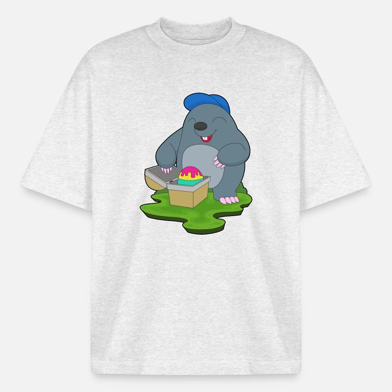 Mole Easter Easter Egg - Boxy Heavyweight Unisex Organic T-Shirt by Stanley/Stella - cool heather grey