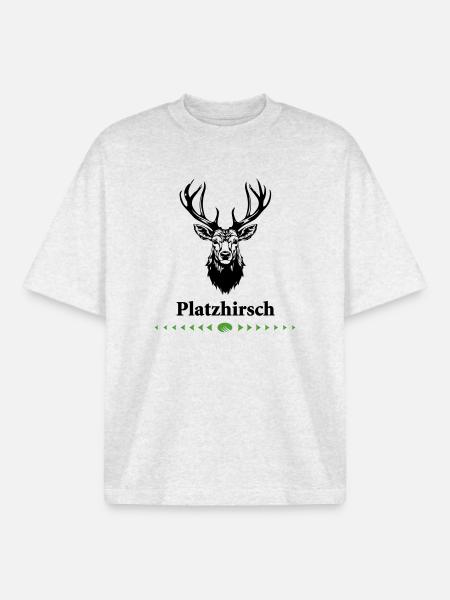 0-Platzhirsch - Boxy Heavyweight Unisex Organic T-Shirt von Stanley/Stella - Kühles Grau meliert