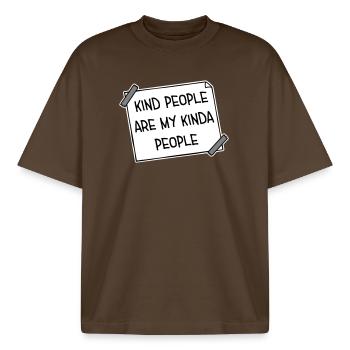 Kind People Are My Kinda People Friendliness - Boxy Heavyweight Unisex Organic T-Shirt by Stanley/Stella - mocha - Front - AI Model Male 185 light (185cm) & AI Model Female 172 dark (172cm)