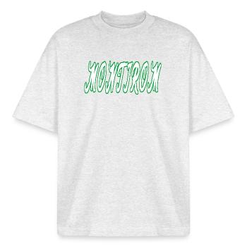 Montirom text - Boxy Heavyweight Unisex Organic T-Shirt von Stanley/Stella - Kühles Grau meliert - Vorne - AI Model Male 185 light (185cm) & AI Model Female 172 dark (172cm)