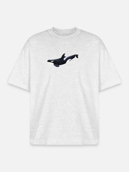 Orca - orque - arce - T-shirt unisexe boxy épais biologique Stanley/Stella - gris chiné frais