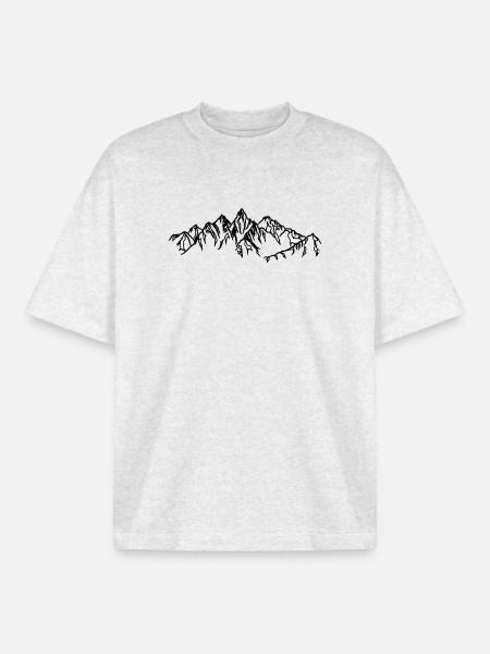 Montagnes Silhouettes noires dans le brouillard - T-shirt unisexe boxy épais biologique Stanley/Stella - gris chiné frais