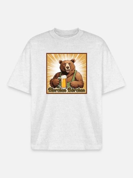 Bierchen Bärchen - Boxy Heavyweight Unisex Organic T-Shirt von Stanley/Stella - Kühles Grau meliert