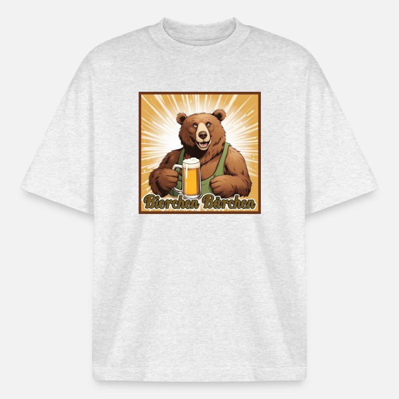 Bierchen Bärchen - Boxy Heavyweight Unisex Organic T-Shirt von Stanley/Stella - Kühles Grau meliert