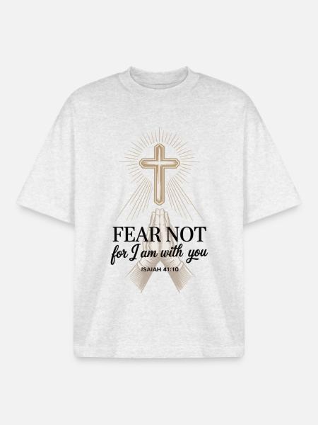 Inspirational Bible Verse T-Shirt for Christians - Boxy Heavyweight Unisex Organic T-Shirt by Stanley/Stella - cool heather grey