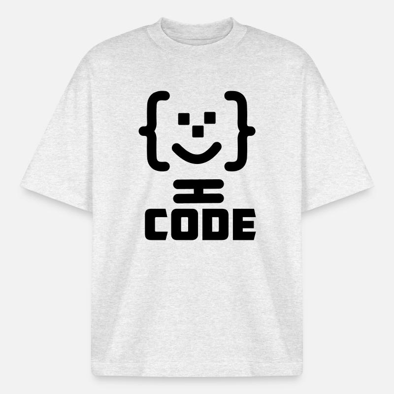 Hauptprogrammierer-Code-Logo mit Text CODE - Boxy Heavyweight Unisex Organic T-Shirt von Stanley/Stella - Kühles Grau meliert