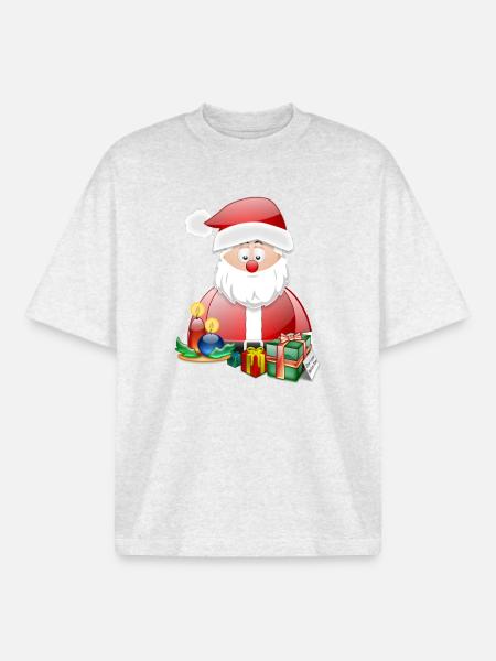 Weihnachtsmann und helle Geschenke - Boxy Heavyweight Unisex Organic T-Shirt von Stanley/Stella - Kühles Grau meliert