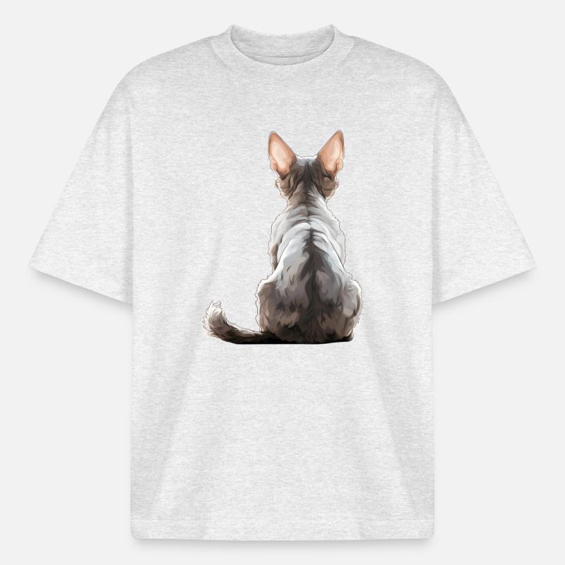 Devon Rex - T-shirt unisexe épais coupe boxy Stanley/Stella - gris chiné frais