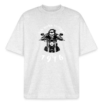 50. Geburtstag Ich gebe Vollgas seit 04/1976 - Boxy Heavyweight Unisex Organic T-Shirt von Stanley/Stella - Kühles Grau meliert - Vorne - AI Model Male 185 light (185cm) & AI Model Female 172 dark (172cm)