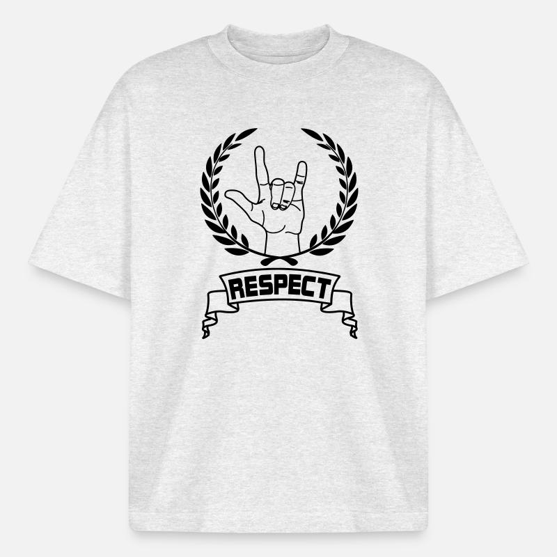 Hand gesture respect with text RESPECT - Boxy Heavyweight Unisex Organic T-Shirt by Stanley/Stella - cool heather grey