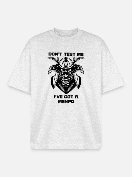 Menpo Mask – Don't Test Me - Boxy Heavyweight Unisex Organic T-Shirt by Stanley/Stella - cool heather grey