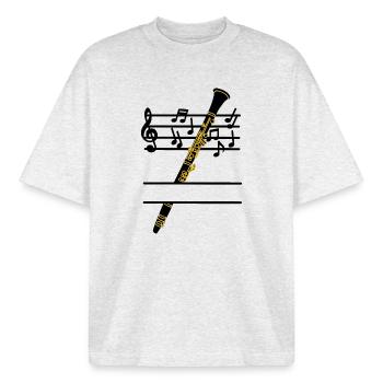 Clarinet brass music tones - Boxy Heavyweight Unisex Organic T-Shirt by Stanley/Stella - cool heather grey - Front - AI Model Male 185 light (185cm) & AI Model Female 172 dark (172cm)