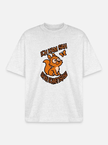 Verträumtes Eichhörnchen mit Spruch - Boxy Heavyweight Unisex Organic T-Shirt von Stanley/Stella - Kühles Grau meliert