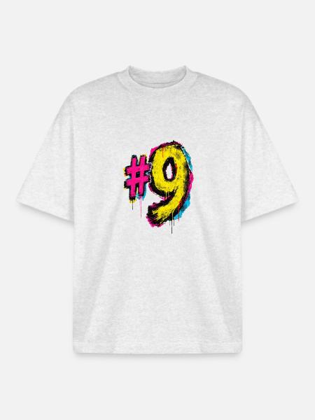 Neon Graffiti Neun - Boxy Heavyweight Unisex Organic T-Shirt von Stanley/Stella - Kühles Grau meliert