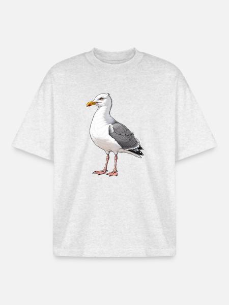 Seemöwe - Boxy Heavyweight Unisex Organic T-Shirt von Stanley/Stella - Kühles Grau meliert
