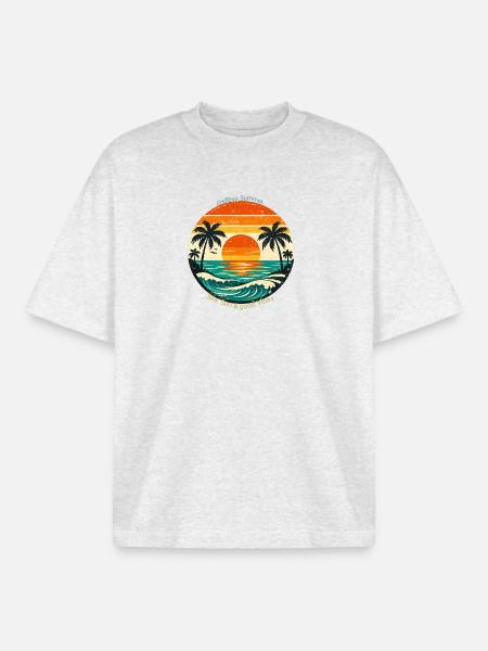 Endless Summer: Sea, Sun & Vibes - Boxy Heavyweight Unisex Organic T-Shirt by Stanley/Stella - cool heather grey