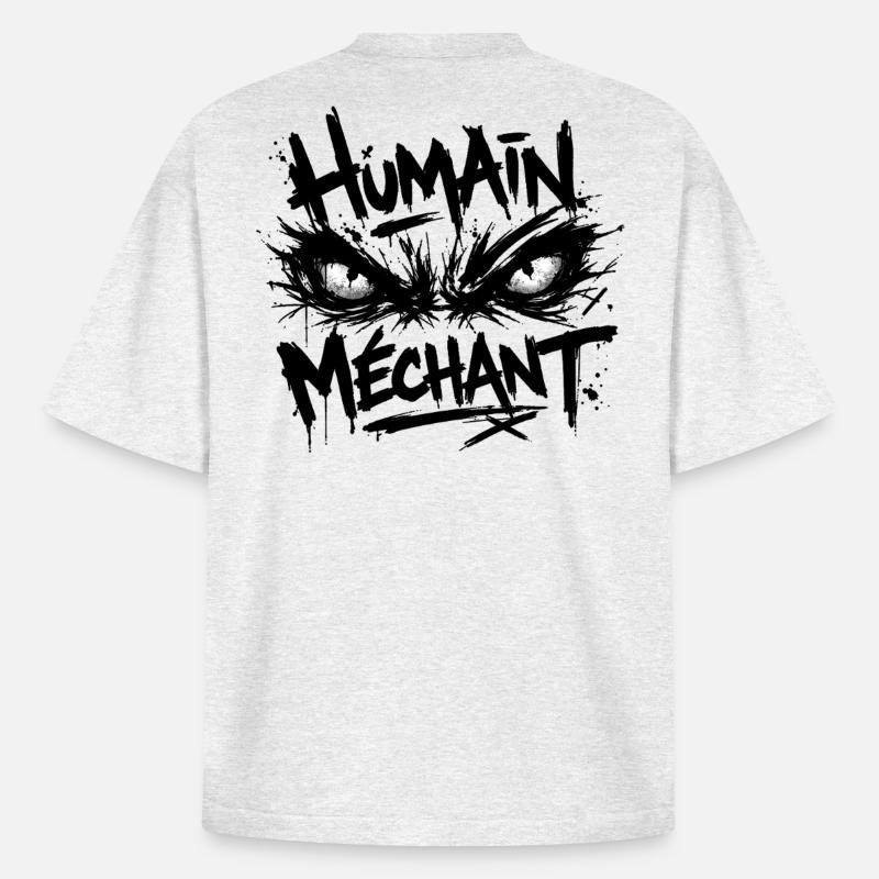 Evil Human Look Black Pattern - Boxy Heavyweight Unisex Organic T-Shirt by Stanley/Stella - cool heather grey