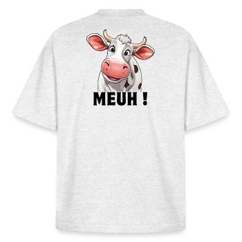Kuh, Milchkuh, Kuhbauer - Boxy Heavyweight Unisex Organic T-Shirt von Stanley/Stella - Kühles Grau meliert - Hinten - AI Model Male 185 light (185cm)