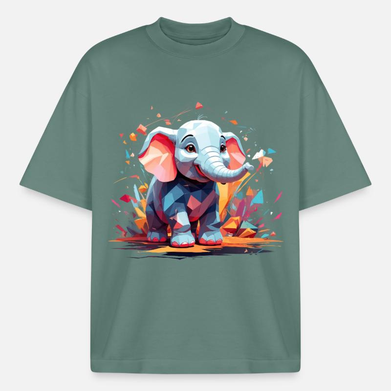 Explosion de couleur d’éléphant - T-shirt unisexe boxy épais biologique Stanley/Stella - baie verte