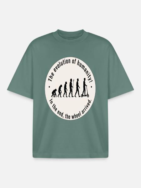 Die Evolution der Menschheit – lustige E-Roller-Kunst - Boxy Heavyweight Unisex Organic T-Shirt von Stanley/Stella - Grüner Bucht