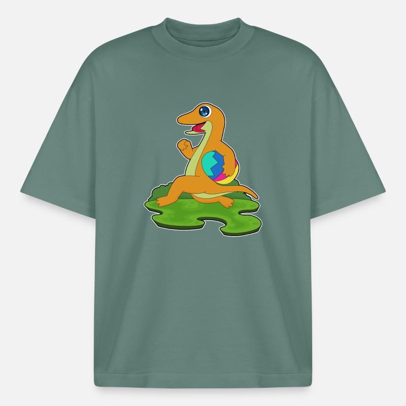Lizard Easter Easter Egg - Boxy Heavyweight Unisex Organic T-Shirt by Stanley/Stella - green bay